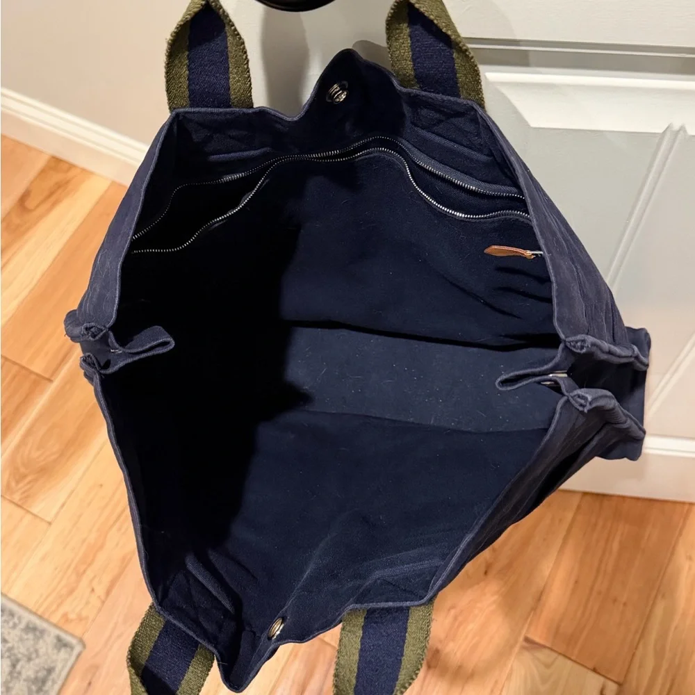 Hermes Navy and Olive Canvas Briefcase